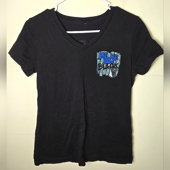 Women's Kenny Wayne Sheppard Blue On Black V-Neck T-shirt, Size S/M - Picture 1 of 2
